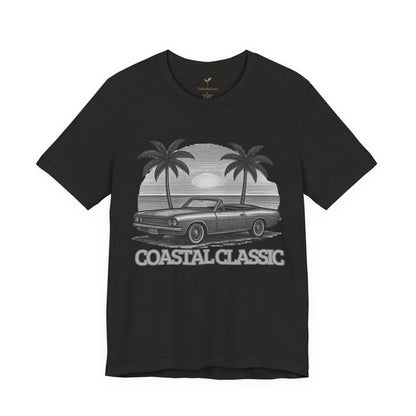 Vintage Convertible Beach T-Shirt — Retro Palm Tree Muscle Car Tee