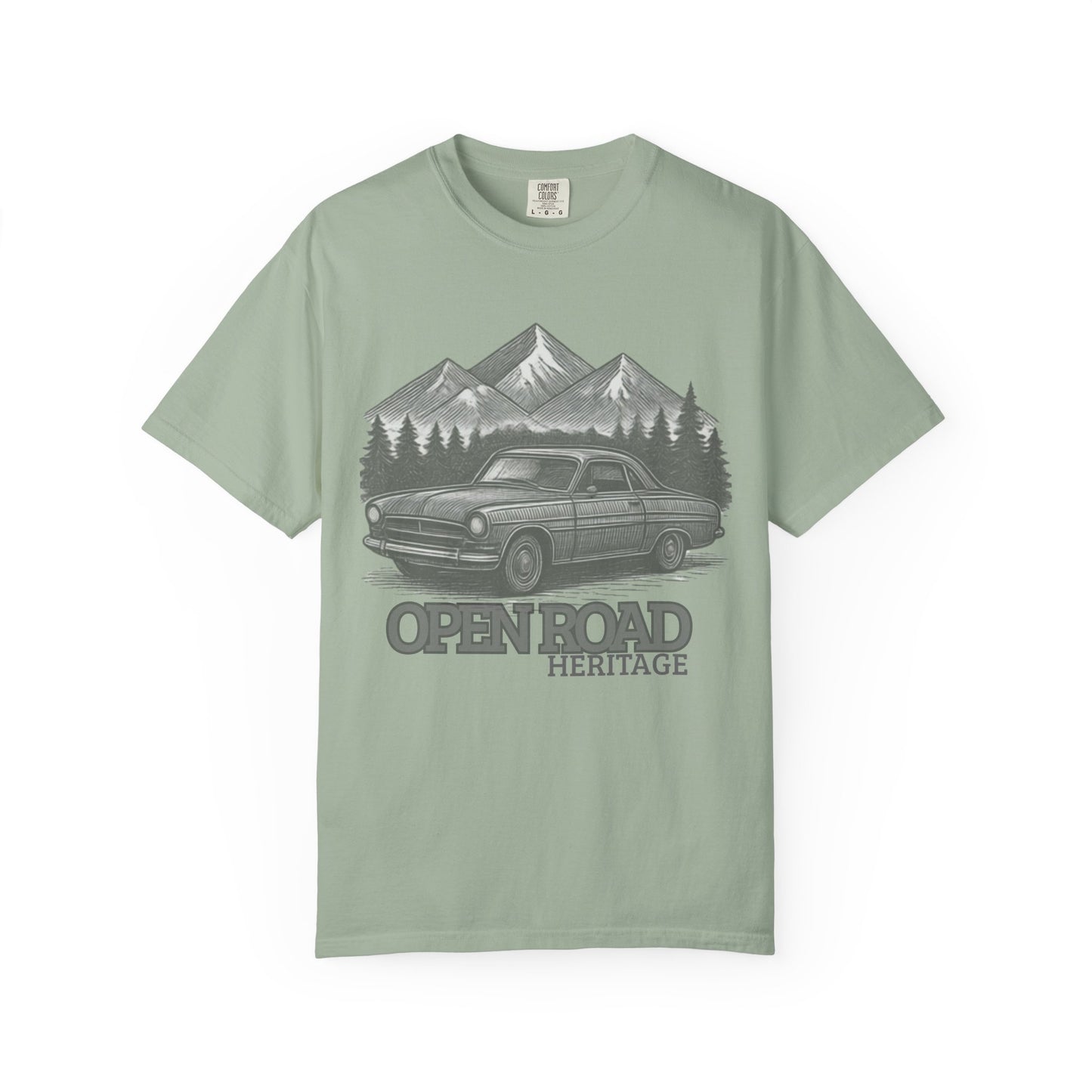 Vintage Open Road Heritage Classic Car Tee — Retro Mountain Driving