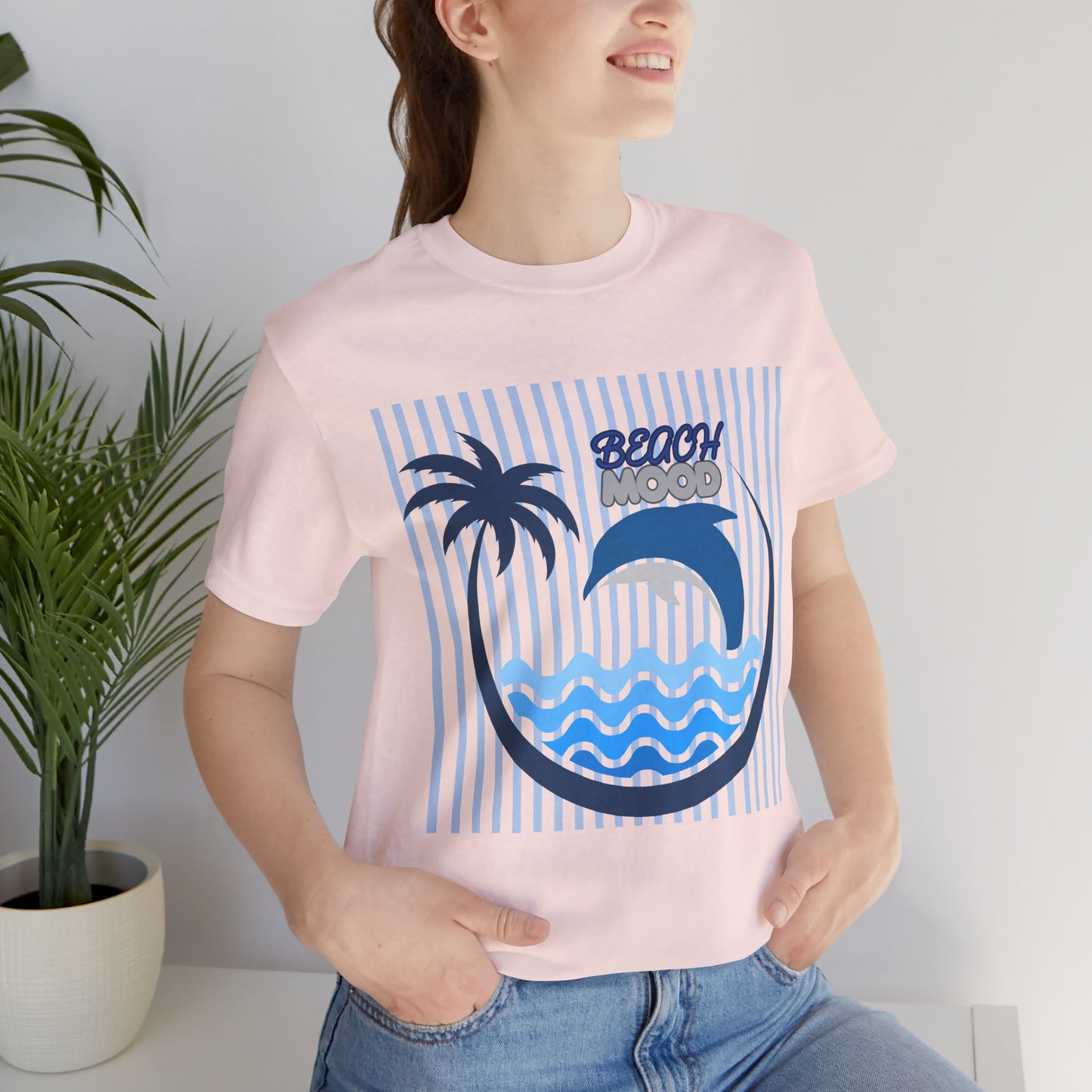 Beach Dolphin Wave T-Shirt — Palm Tree Ocean Graphic Tee