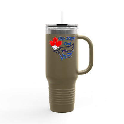 Go Jays Go! 40oz Insulated Travel Mug — Stainless Steel Baseball Fan Tumbler