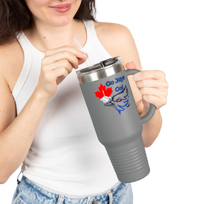 Go Jays Go! 40oz Insulated Travel Mug — Stainless Steel Baseball Fan Tumbler