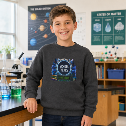 **School Years Youth Crewneck Sweatshirt — Future-Themed Kids Pullover**