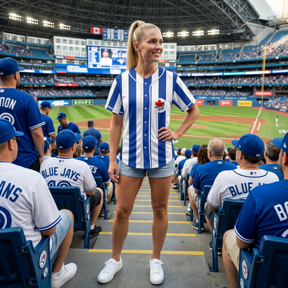 Go Jays Go Club Blue White Striped Baseball Jersey