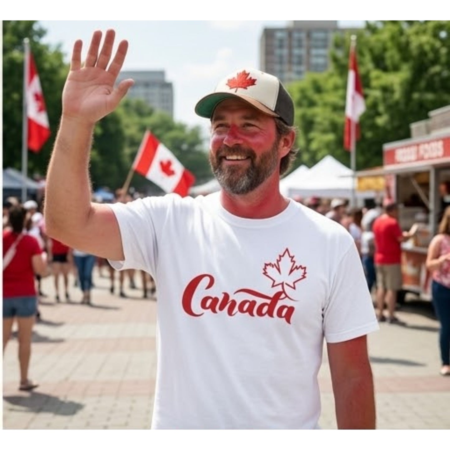Canada Day Maple Leaf & Heart T-Shirt — Canadian Pride Script Tee