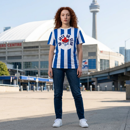 Striped Go Jays Club Tee — Blue & White Fan Shirt