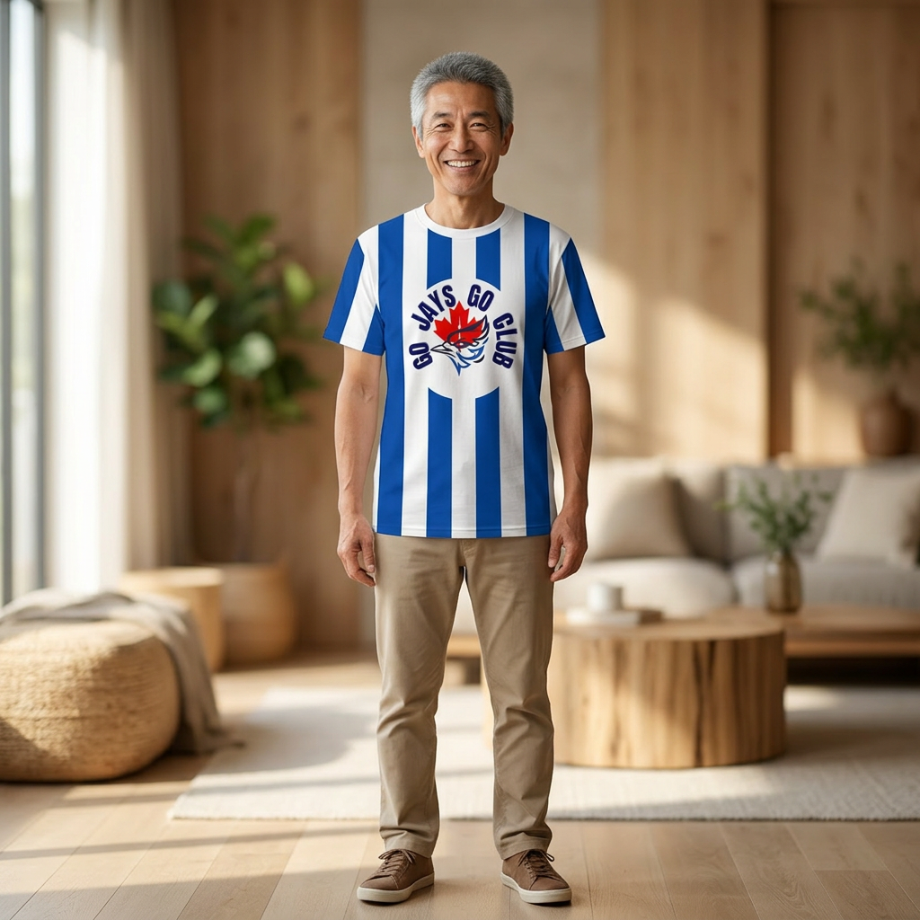 Striped Go Jays Club Tee — Blue & White Fan Shirt