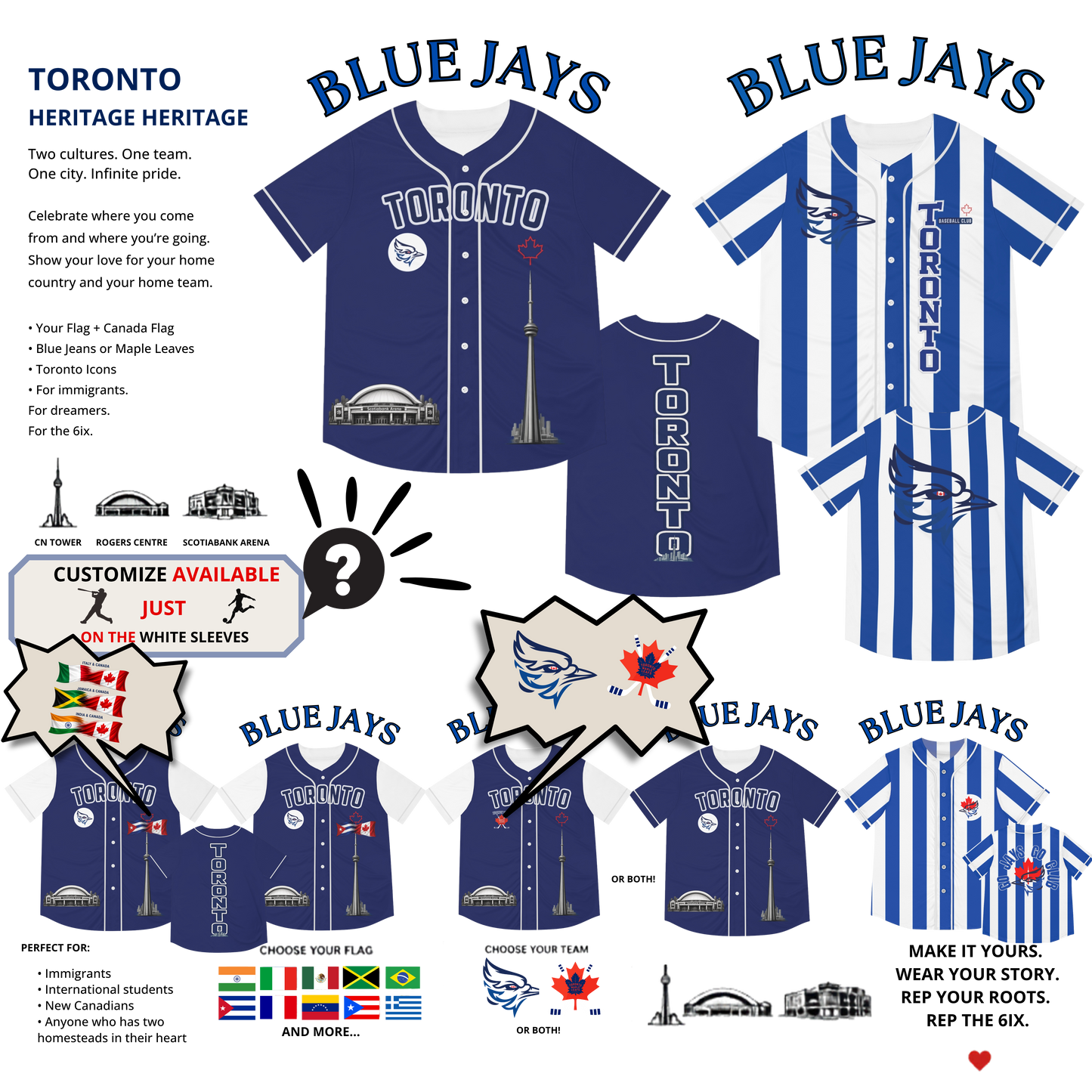 Toronto Baseball Heritage Jersey Men's Baseball Jersey | Custom Flag Canada Pride