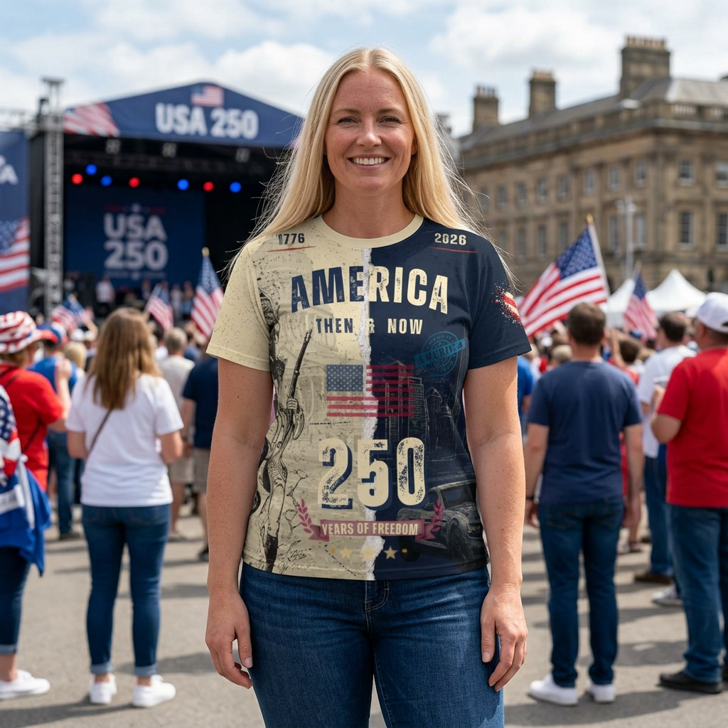 America Then & Now 1776-2026 Bicentennial Tee | Patriotic USA History Shirt