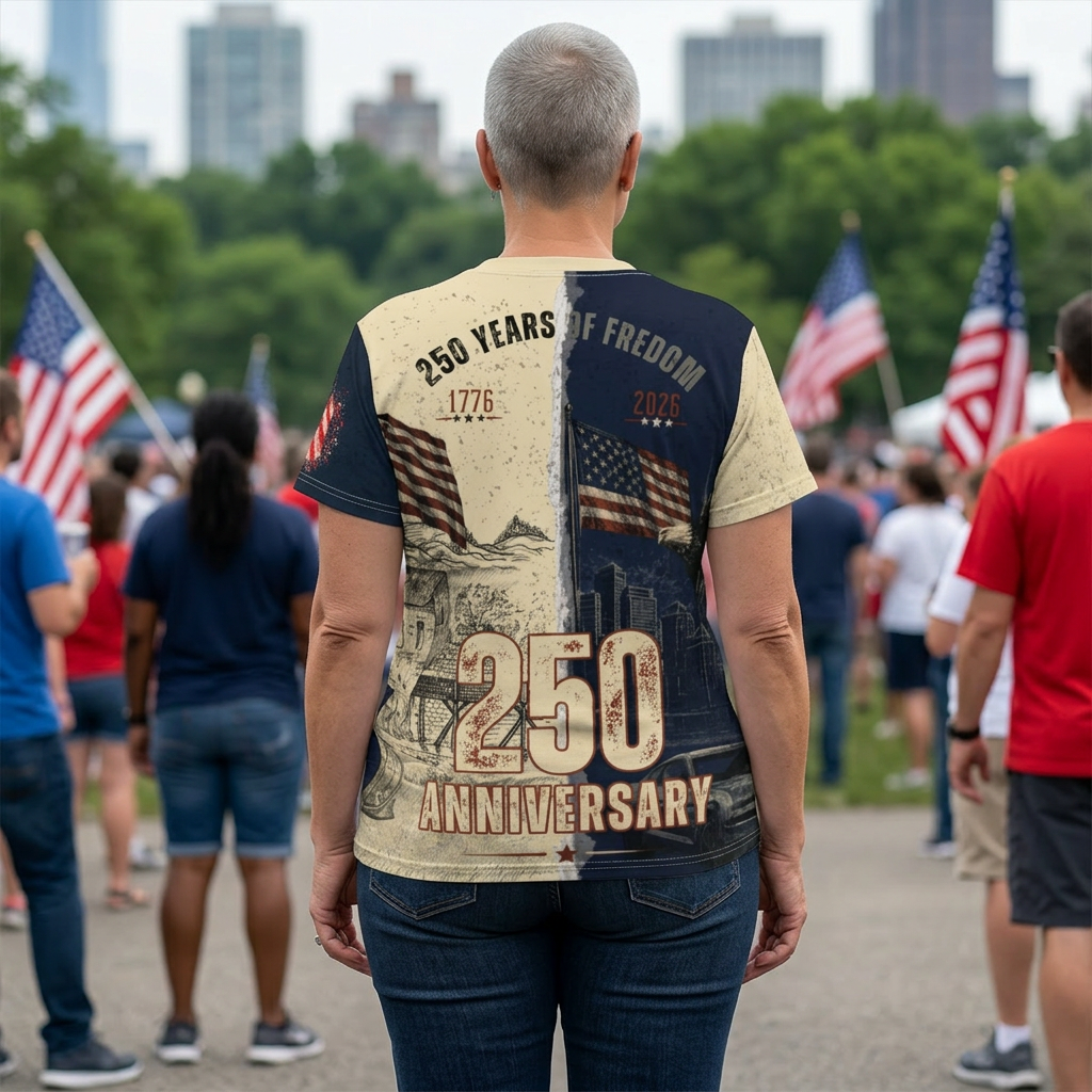America Then & Now 1776-2026 Bicentennial Tee | Patriotic USA History Shirt