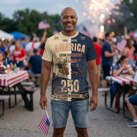 America 250 Years of Freedom Patriotic Tee | Revolution to Legacy