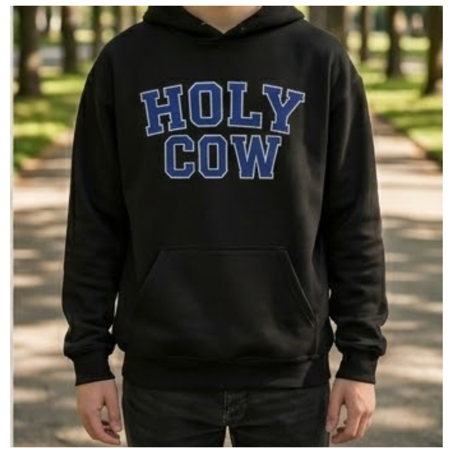 Holy Cow Collegiate Hoodie — Retro Mascot Letterman Style