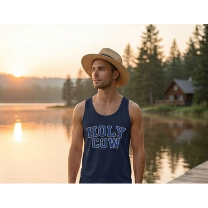 Holy Cow Tank Top — Funny Collegiate Varsity Style Sleeveless Shirt