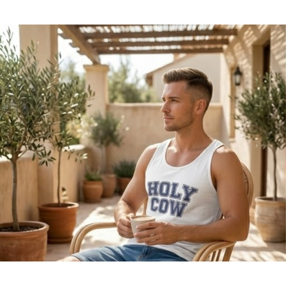 Holy Cow Tank Top — Funny Collegiate Varsity Style Sleeveless Shirt
