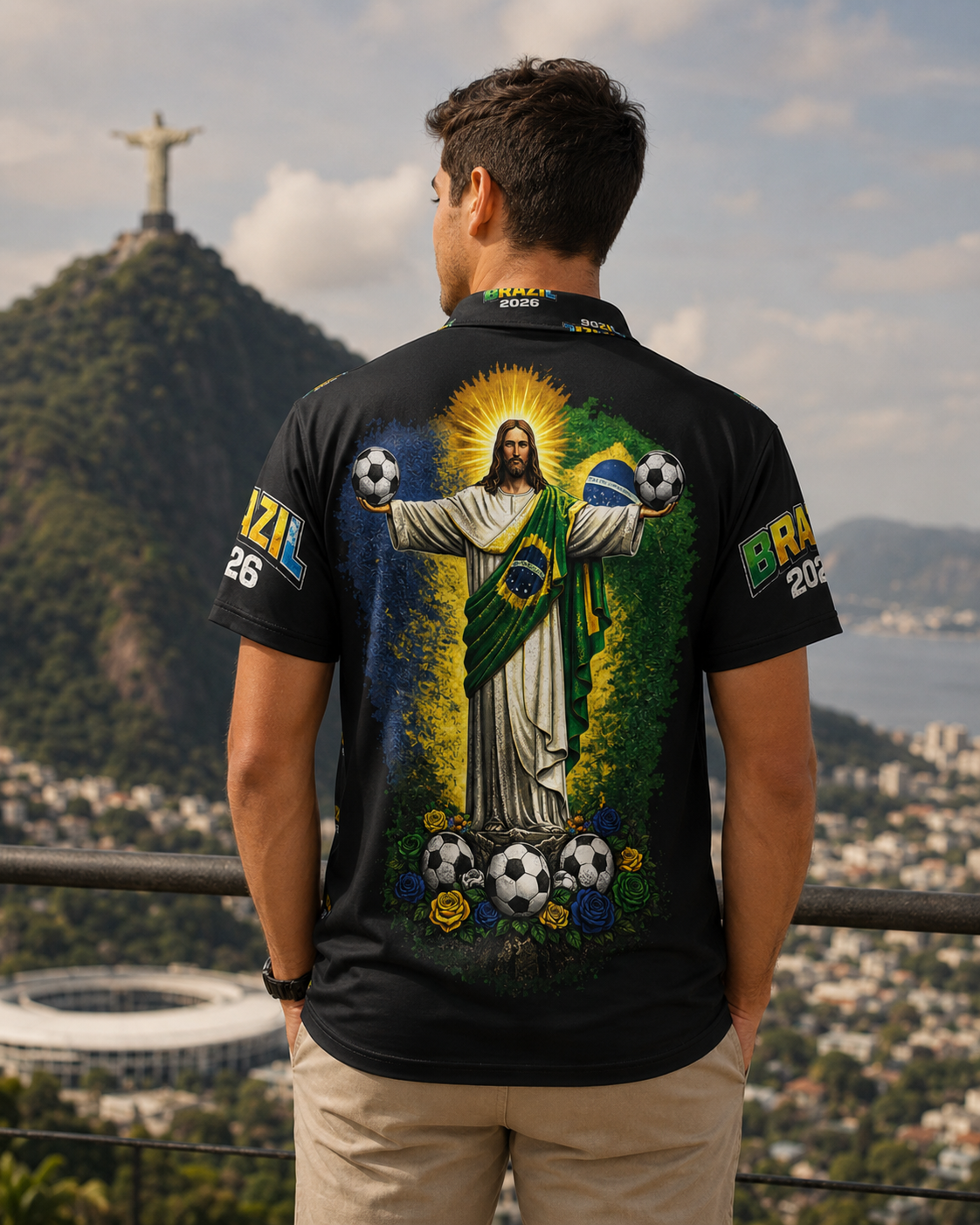 Brazil 2026 Pattern Polo Shirt — All-Over Print Soccer Fan Polo