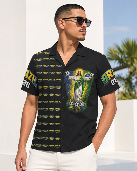 Brazil Soccer Camp Shirt — Tropical All-Over Print Fan Shirt