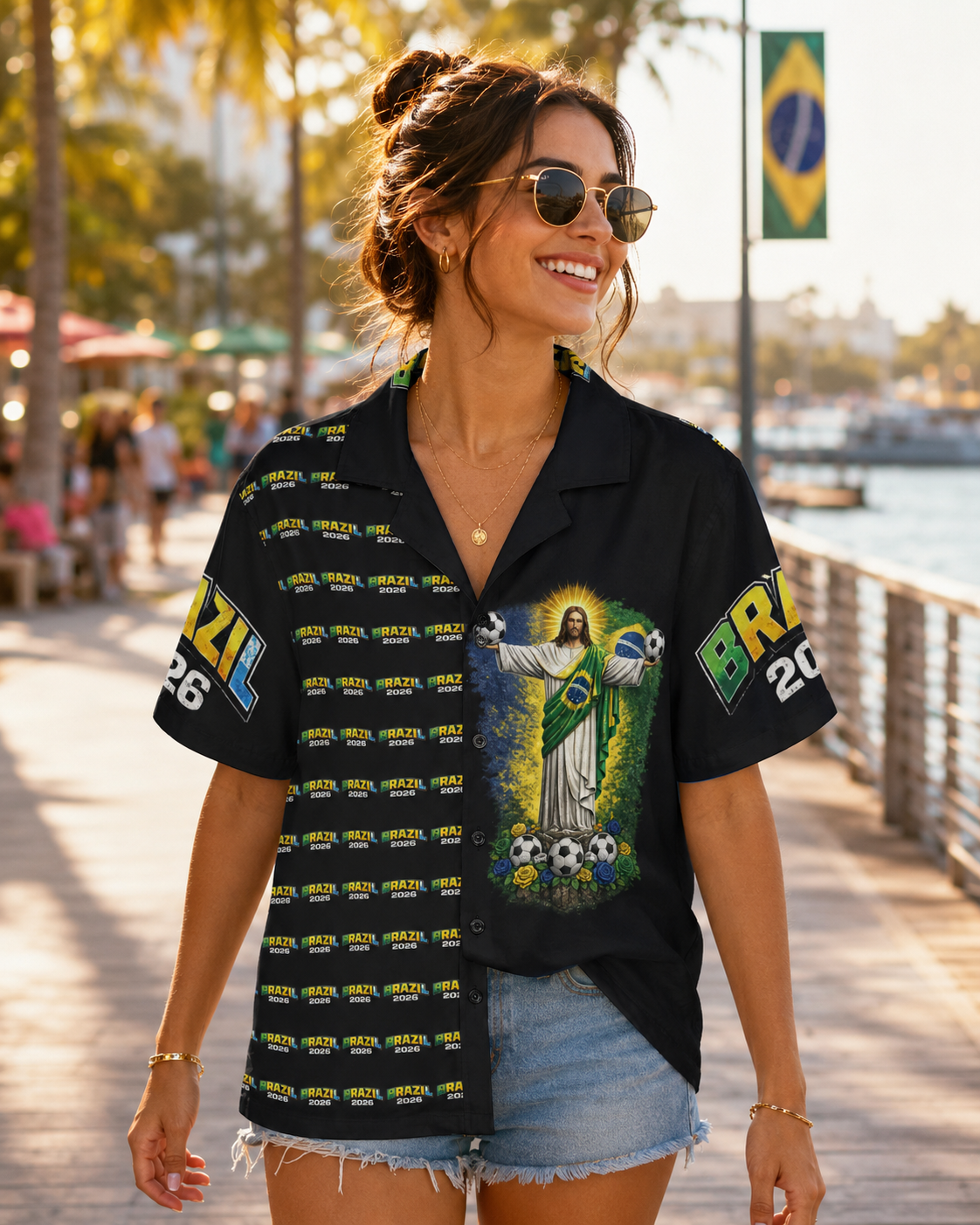 Brazil Soccer Camp Shirt — Tropical All-Over Print Fan Shirt