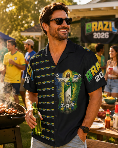 Brazil Soccer Camp Shirt — Tropical All-Over Print Fan Shirt
