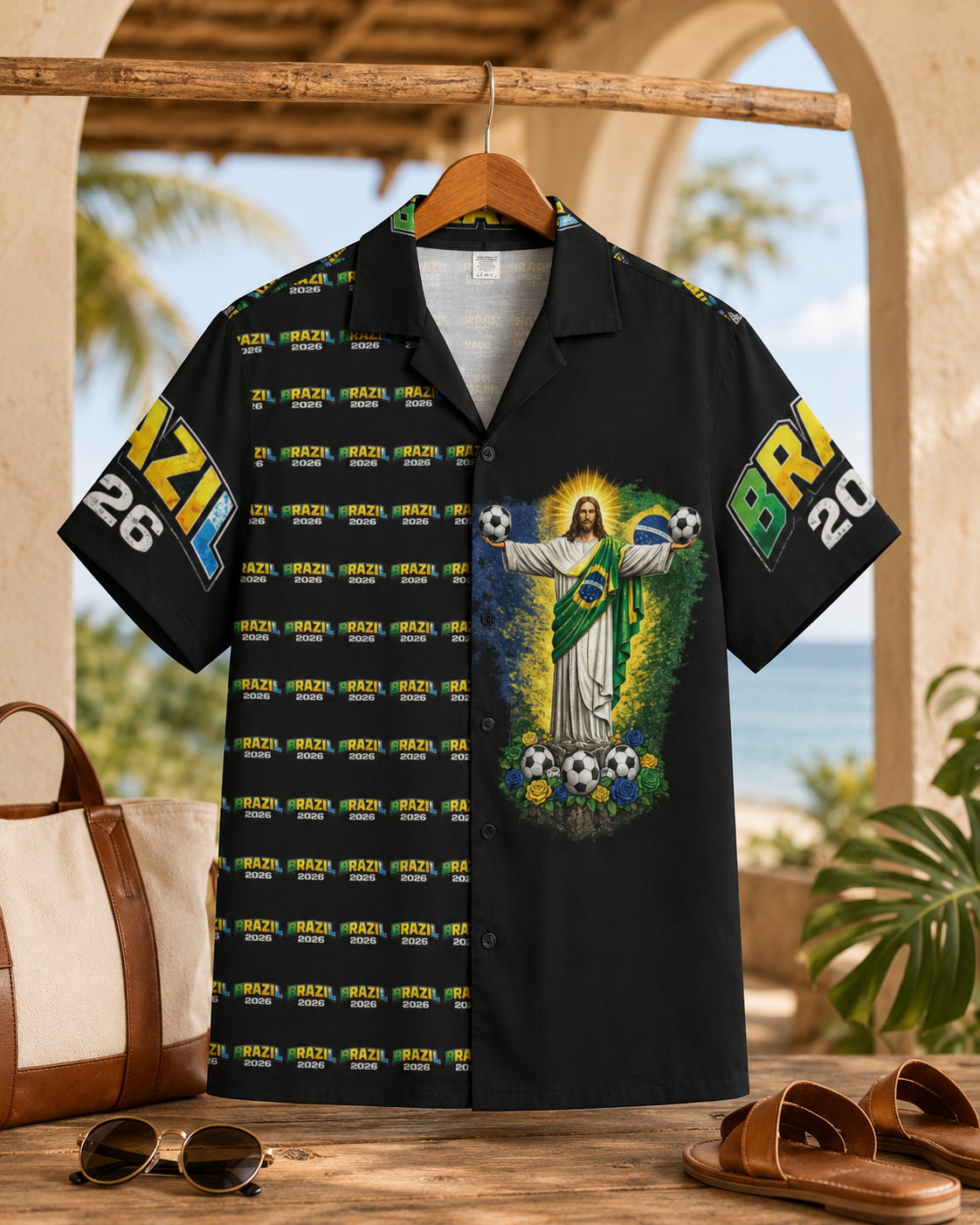 Brazil Soccer Camp Shirt — Tropical All-Over Print Fan Shirt