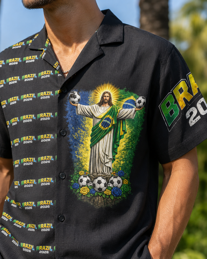 Brazil Soccer Camp Shirt — Tropical All-Over Print Fan Shirt