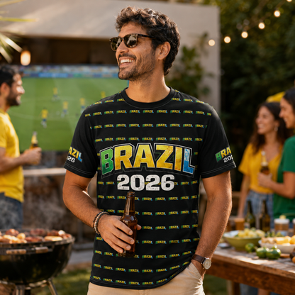 Brazilian Flag Soccer Fan Shirt — 2026 Futbol All-Over Print Tee
