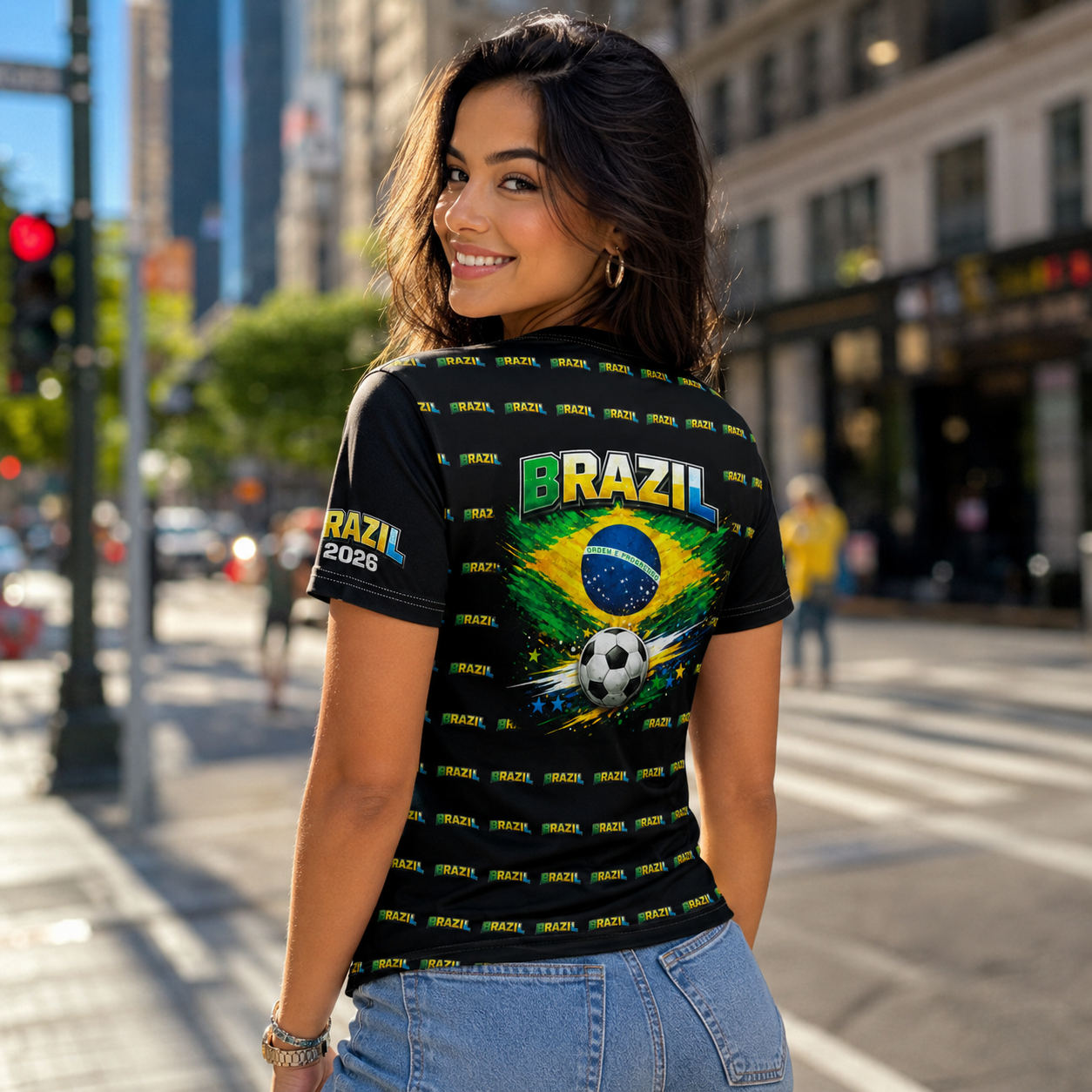 Brazilian Flag Soccer Fan Shirt — 2026 Futbol All-Over Print Tee