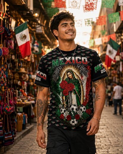 Our Lady of Guadalupe Mexico Soccer Shirt, All-Over Print Tee | 2026 Futbol Pride