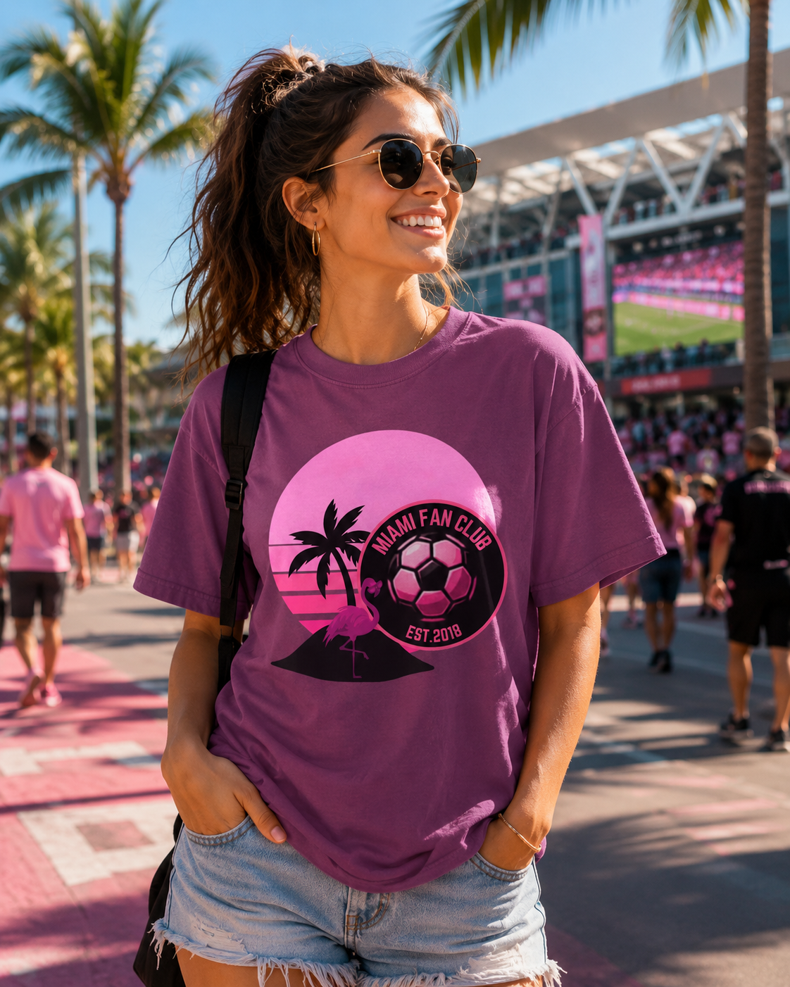 Miami Soccer Fan Club T-Shirt — Retro Pink Flamingo Game Day Tee