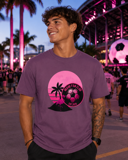 Miami Soccer Fan Club T-Shirt — Retro Pink Flamingo Game Day Tee