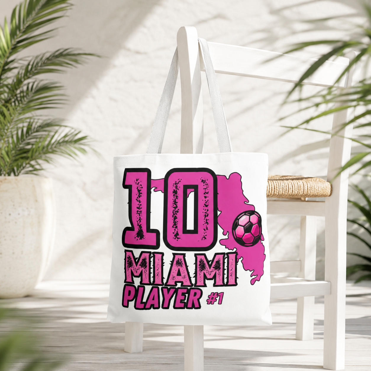 Miami Soccer Player No.10 Pink Aesthetic Tote Bag - Florida Sports Fan Handbag