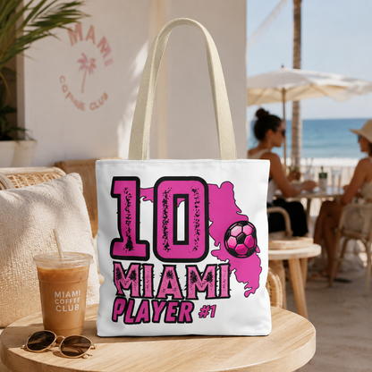 Miami Soccer Player No.10 Pink Aesthetic Tote Bag - Florida Sports Fan Handbag