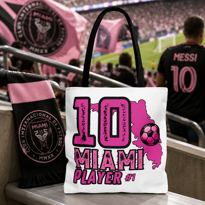 Miami Soccer Player No.10 Pink Aesthetic Tote Bag - Florida Sports Fan Handbag