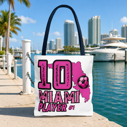 Miami Soccer Player No.10 Pink Aesthetic Tote Bag - Florida Sports Fan Handbag