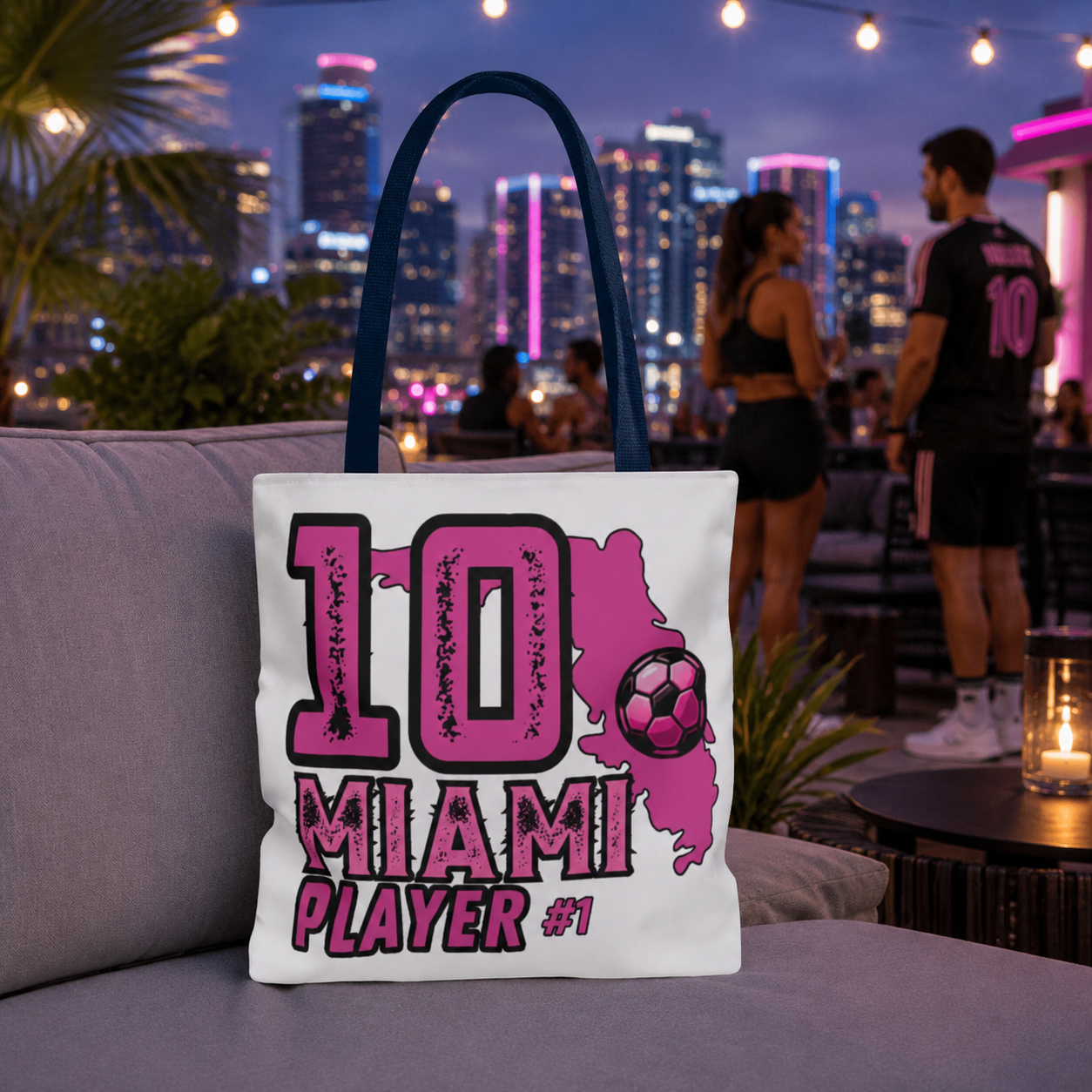 Miami Soccer Player No.10 Pink Aesthetic Tote Bag - Florida Sports Fan Handbag