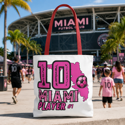 Miami Soccer Player No.10 Pink Aesthetic Tote Bag - Florida Sports Fan Handbag