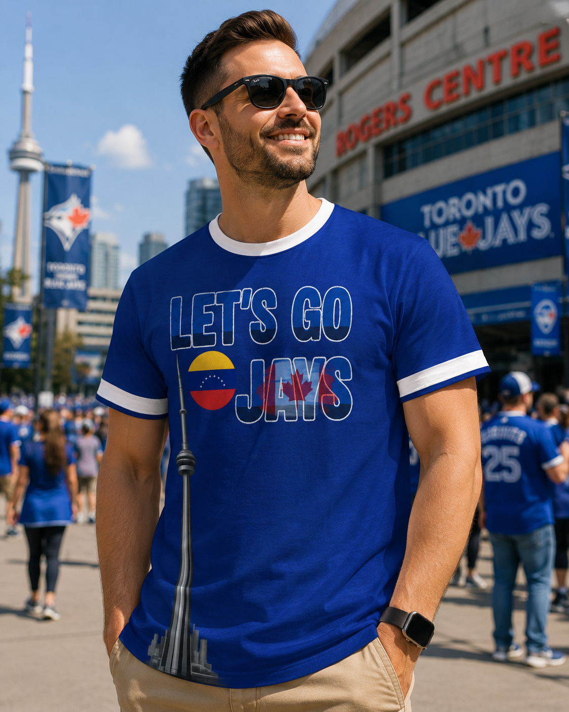 Toronto Baseball Fan Tee — CN Tower Personalized Country Flags