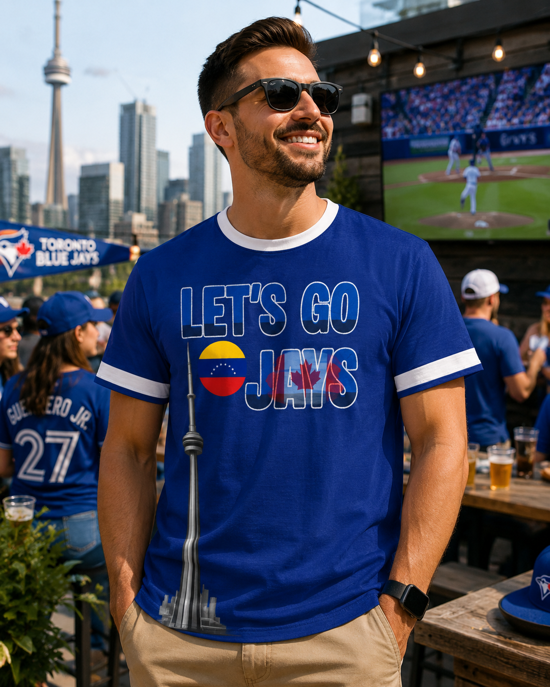 Toronto Baseball Fan Tee — CN Tower Personalized Country Flags