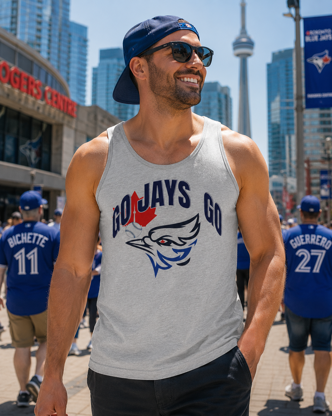 Go Jays Go Blue Jay Maple Leaf Tank Top | Canadian Sports Logo