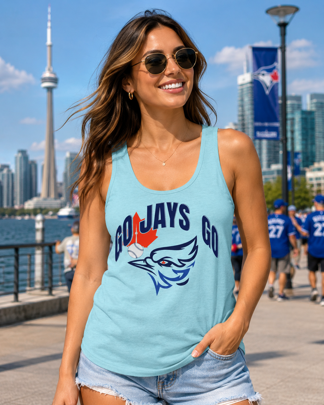 Go Jays Go Blue Jay Maple Leaf Tank Top | Canadian Sports Logo