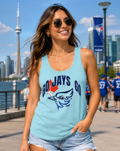 Go Jays Go Blue Jay Maple Leaf Tank Top | Canadian Sports Logo