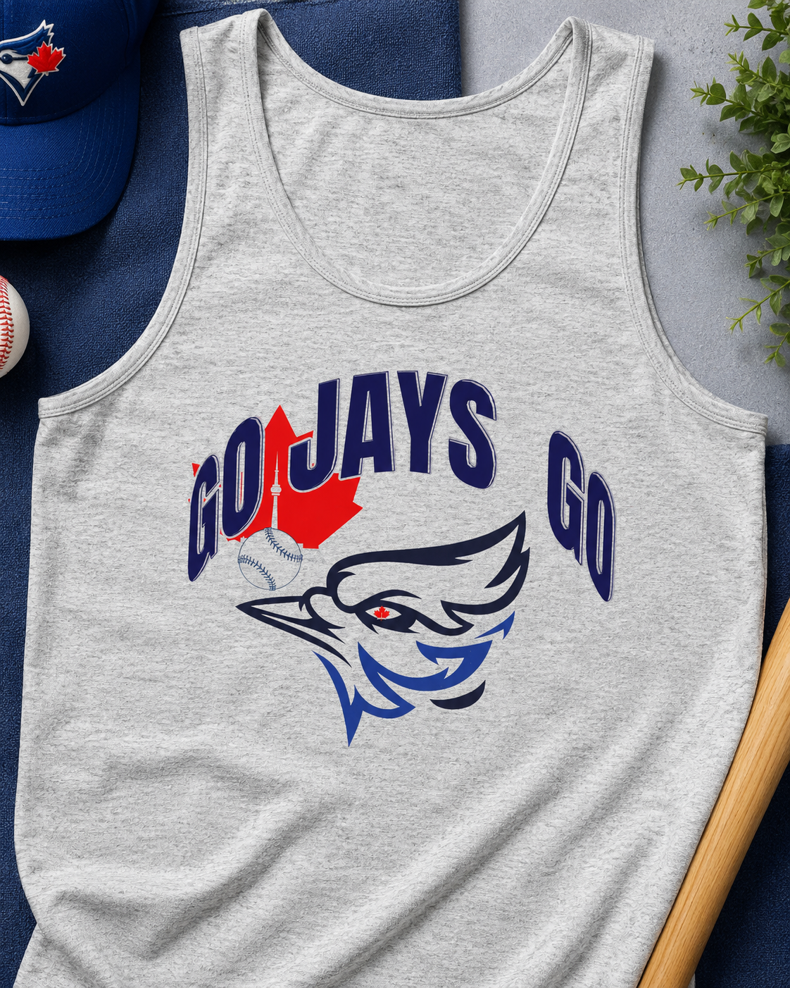 Go Jays Go Blue Jay Maple Leaf Tank Top | Canadian Sports Logo