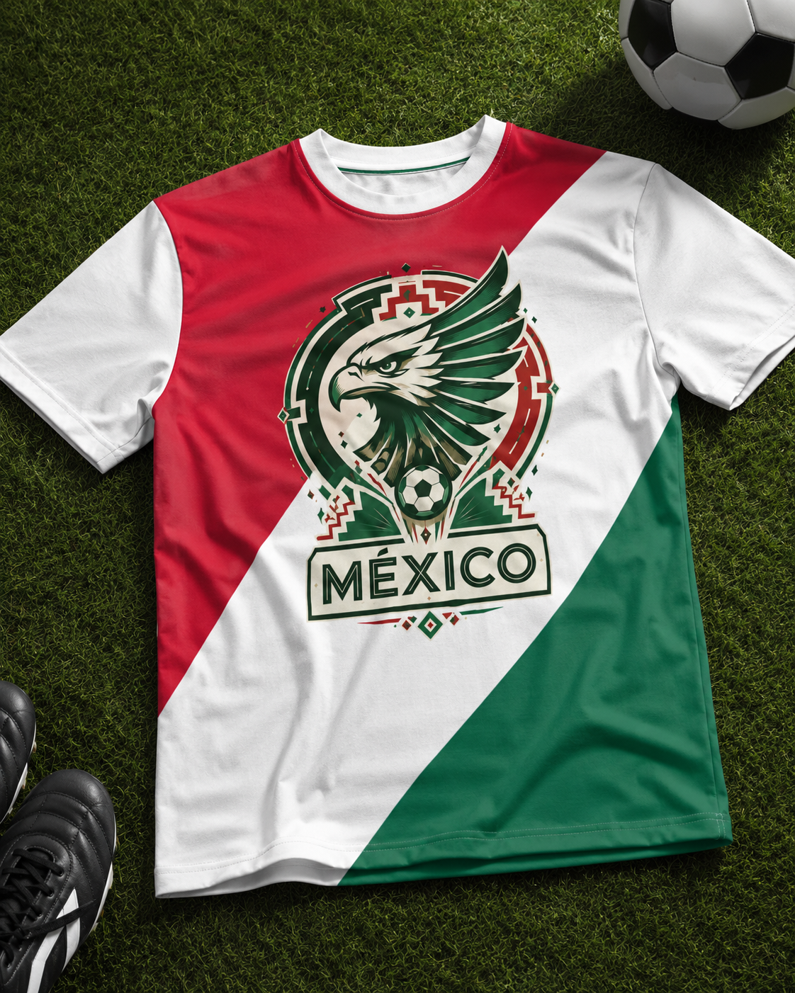 Mexico Soccer Fan Shirt | Eagle-Inspired Red White Green Game Day Tee