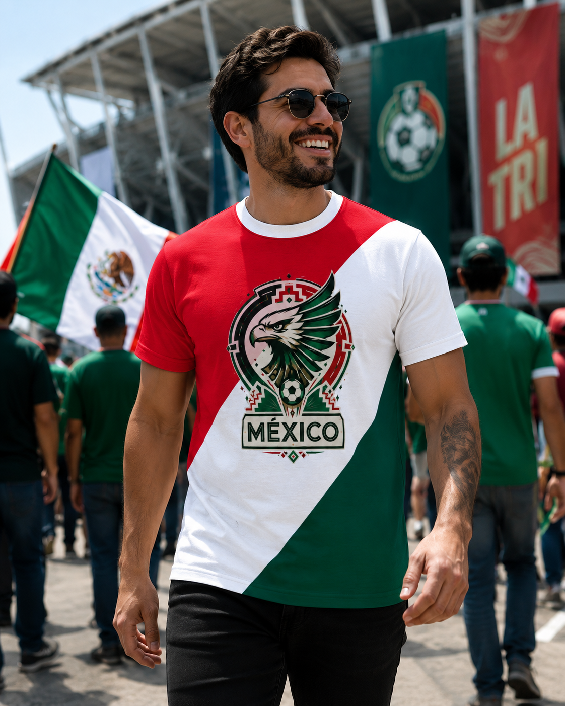Mexico Soccer Fan Shirt | Eagle-Inspired Red White Green Game Day Tee
