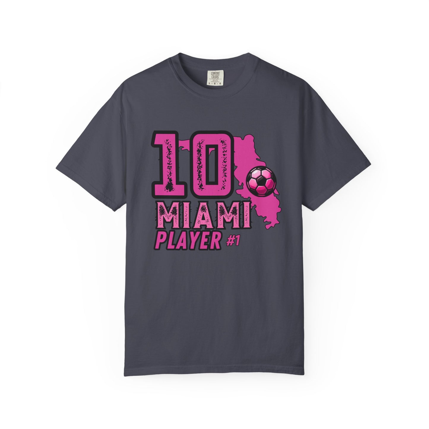 Miami # 10 Football Player T-Shirt — Athletic Garment-Dyed Soccer Tee