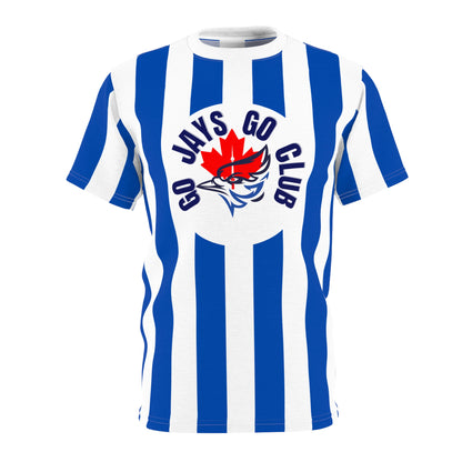 Striped Go Jays Club Tee — Blue & White Fan Shirt