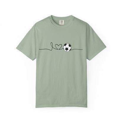 Soccer Heartbeat T-Shirt — Minimalist Line Art Graphic Tee for Soccer Lovers