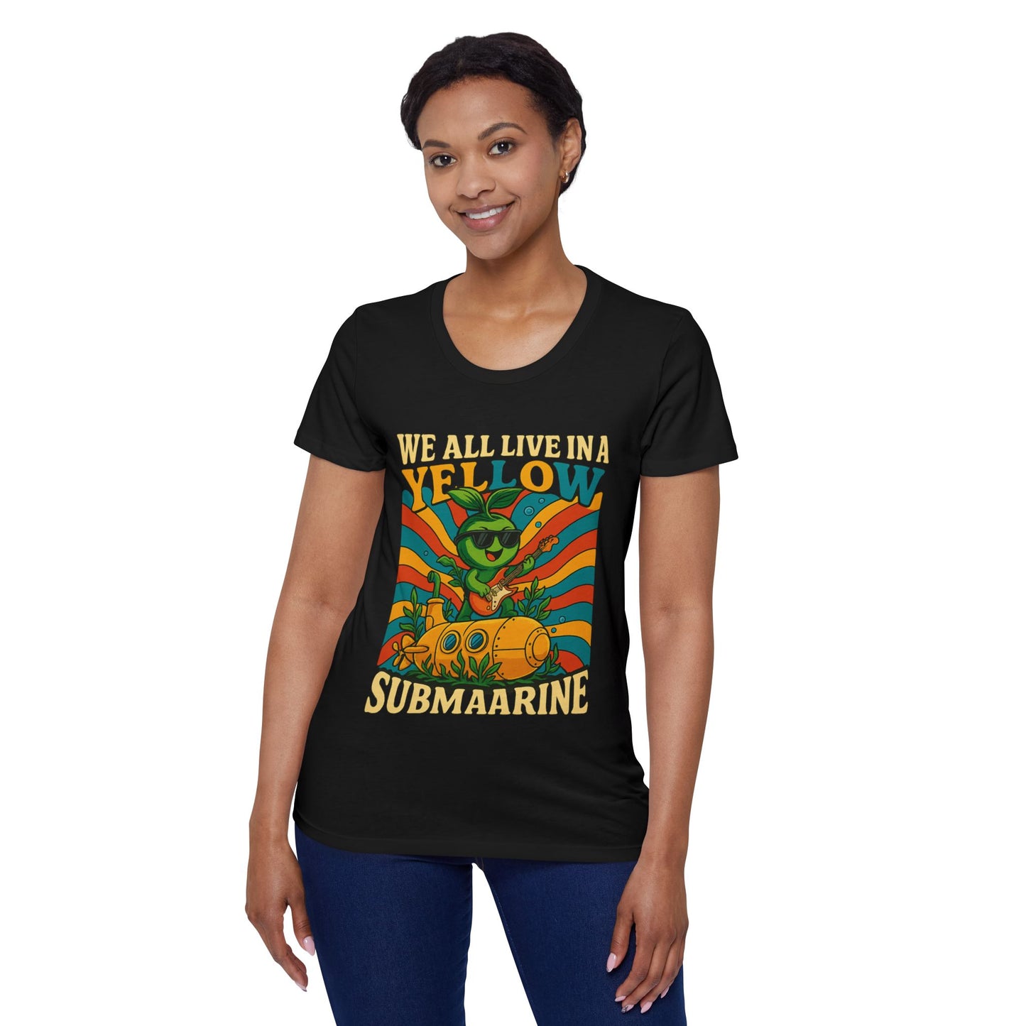 Vintage Submarine Graphic Tee — Retro Ocean Music Vibes Women's Organic T-Shirt