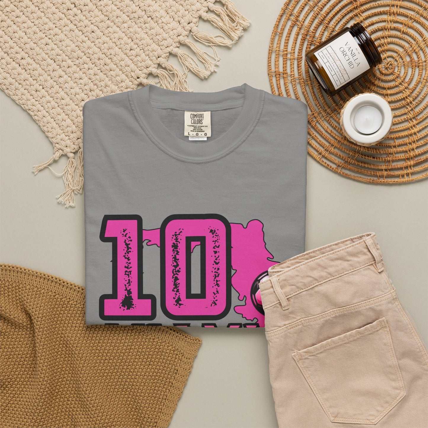 Miami # 10 Football Player T-Shirt — Athletic Garment-Dyed Soccer Tee