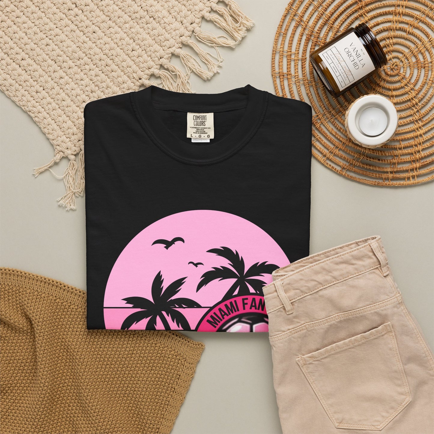 Miami Soccer Fan Club T-Shirt — Retro Pink Sunset Game Day Tee