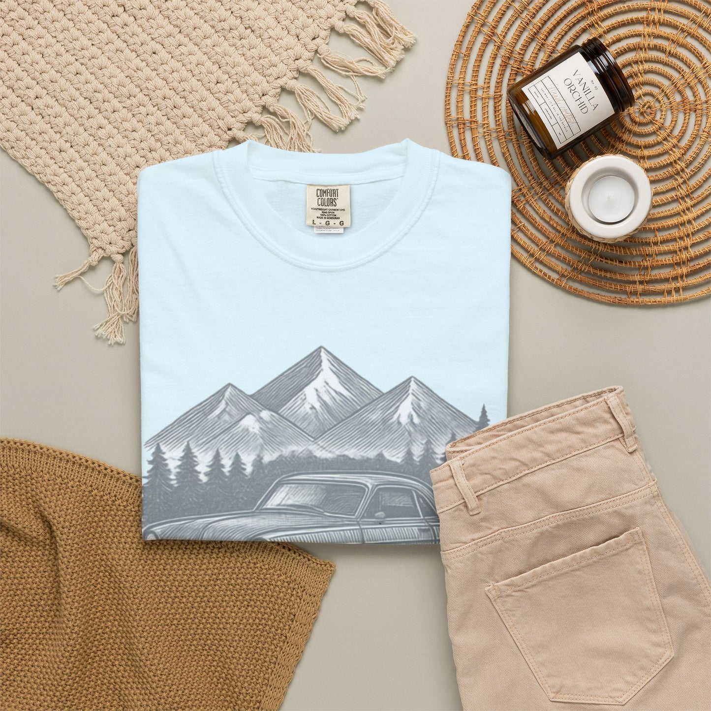 Vintage Open Road Heritage Classic Car Tee — Retro Mountain Driving