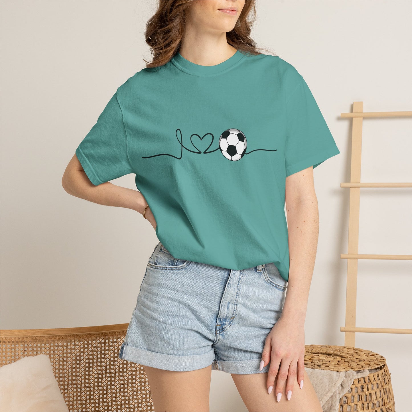Soccer Heartbeat T-Shirt — Minimalist Line Art Graphic Tee for Soccer Lovers